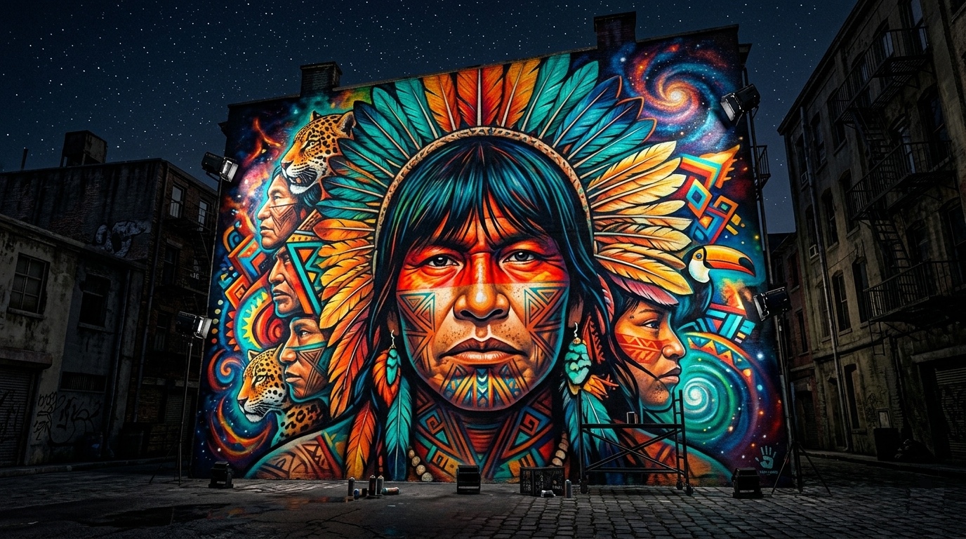 Mural finalizado com escala